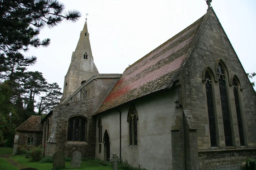 All Saints' parish church, Broughton, Cambridgeshire (formerly Huntingdonshire), seen from east-southeast