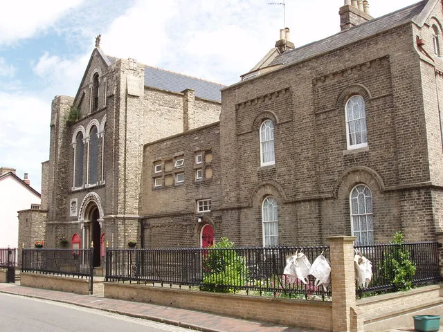 Catholic church of St James the Less and St Helen, Colchester. The church is in Priory Street. See also parish web page http://www.dioceseofbrentwood.net/parishes/parishinfo.asp?orgID=32.
