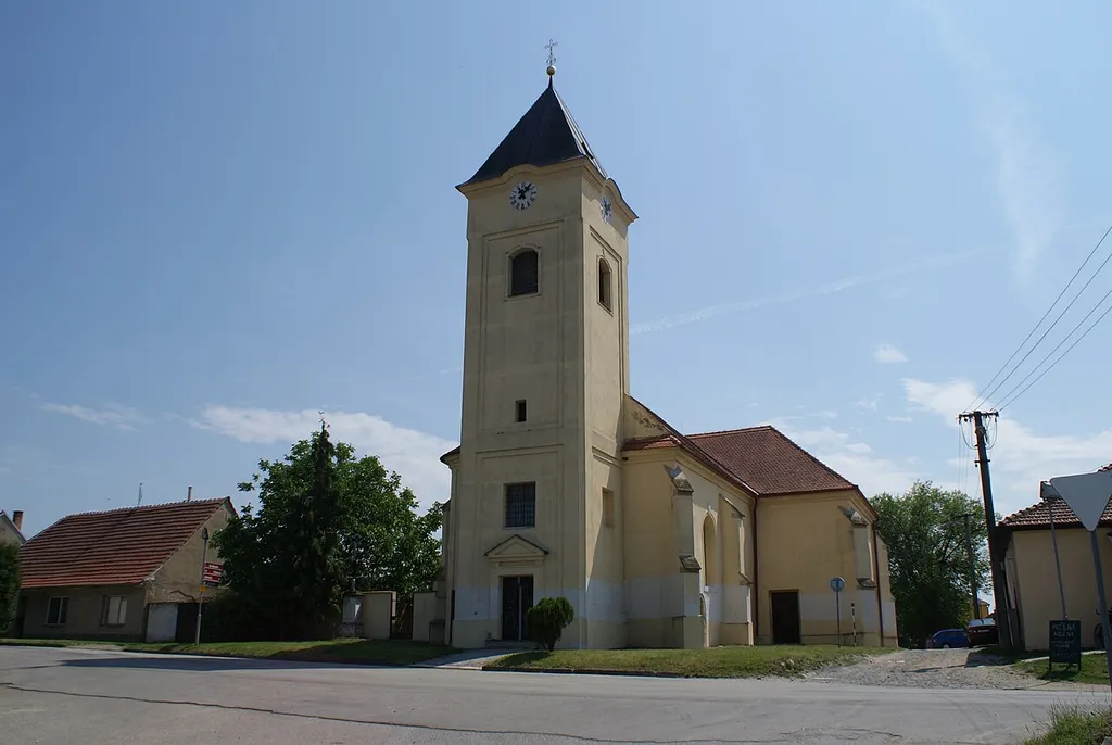 Strachotín, a village in Břeclav District, Czech Republic, church of St Ulrich, Cyril and Methodius.