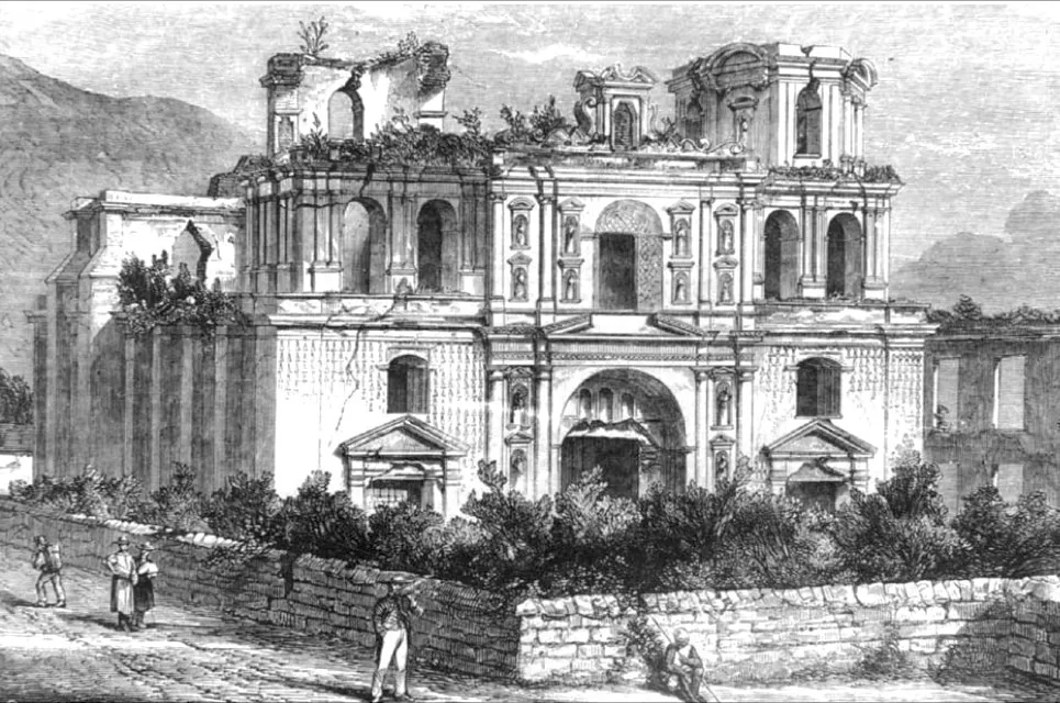 Iglesia de la Compania de Jesus después del terremoto de 1874.
