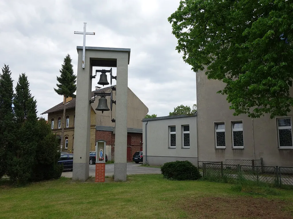 North-western view of Catholic Christ the King Chapel, Kremmen municipality, Oberhavel district, Brandenburg state, Germany