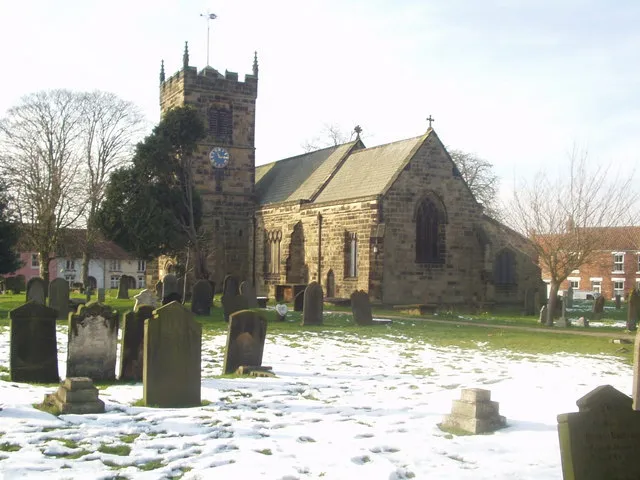 St Thomas' Church, Brompton by Northallerton. The gravestones in the left foreground are mainly those of my Stainthorp ancestors.