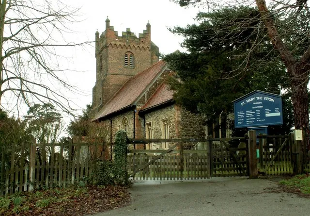 St. Mary's church, Fryerning This small church dates back to Norman times and the exterior of the nave and chancel shows that many Roman bricks were re-used in its construction. The splendid brick tower, with its blue brick diapering, is early 16th century.