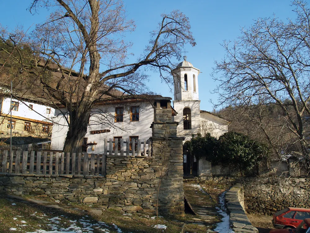 Church and old School (now a restaurant) of Leshten Bulgaria