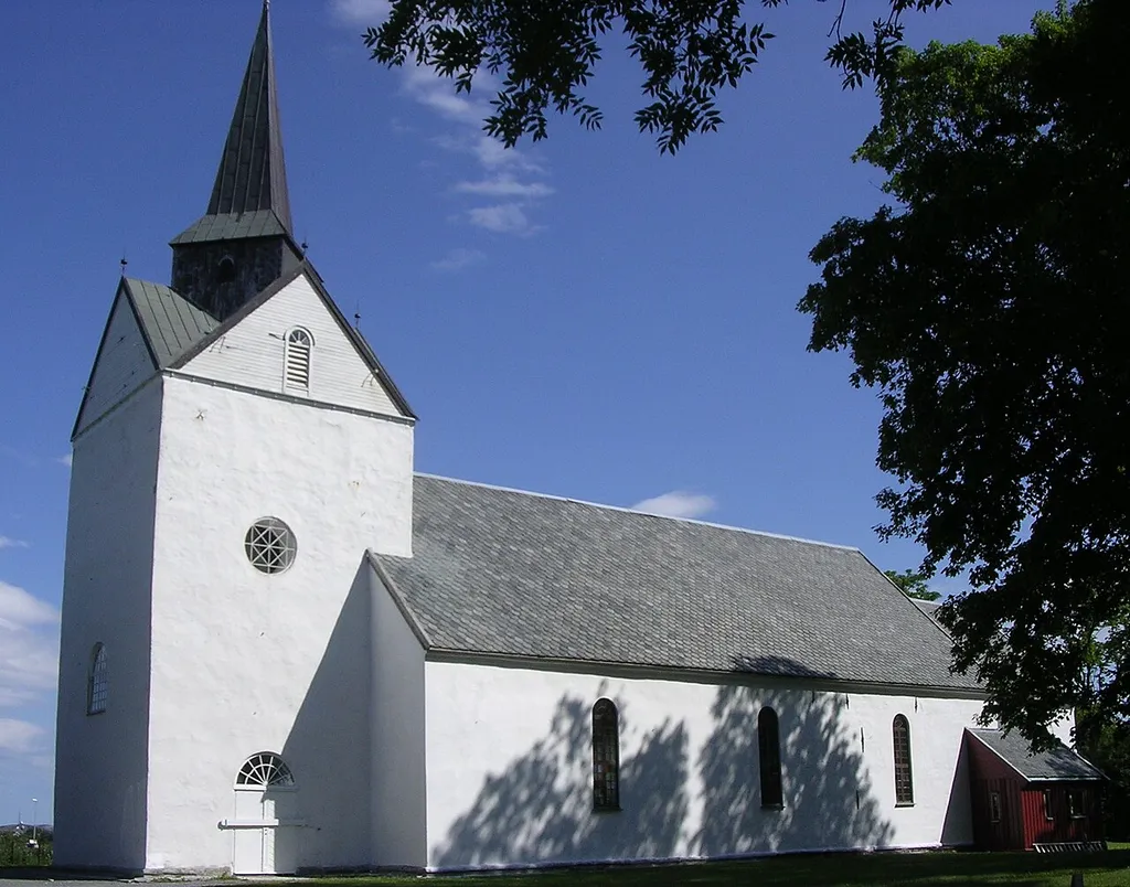 Church of Heroy, Nordland, Norway seen from the south side