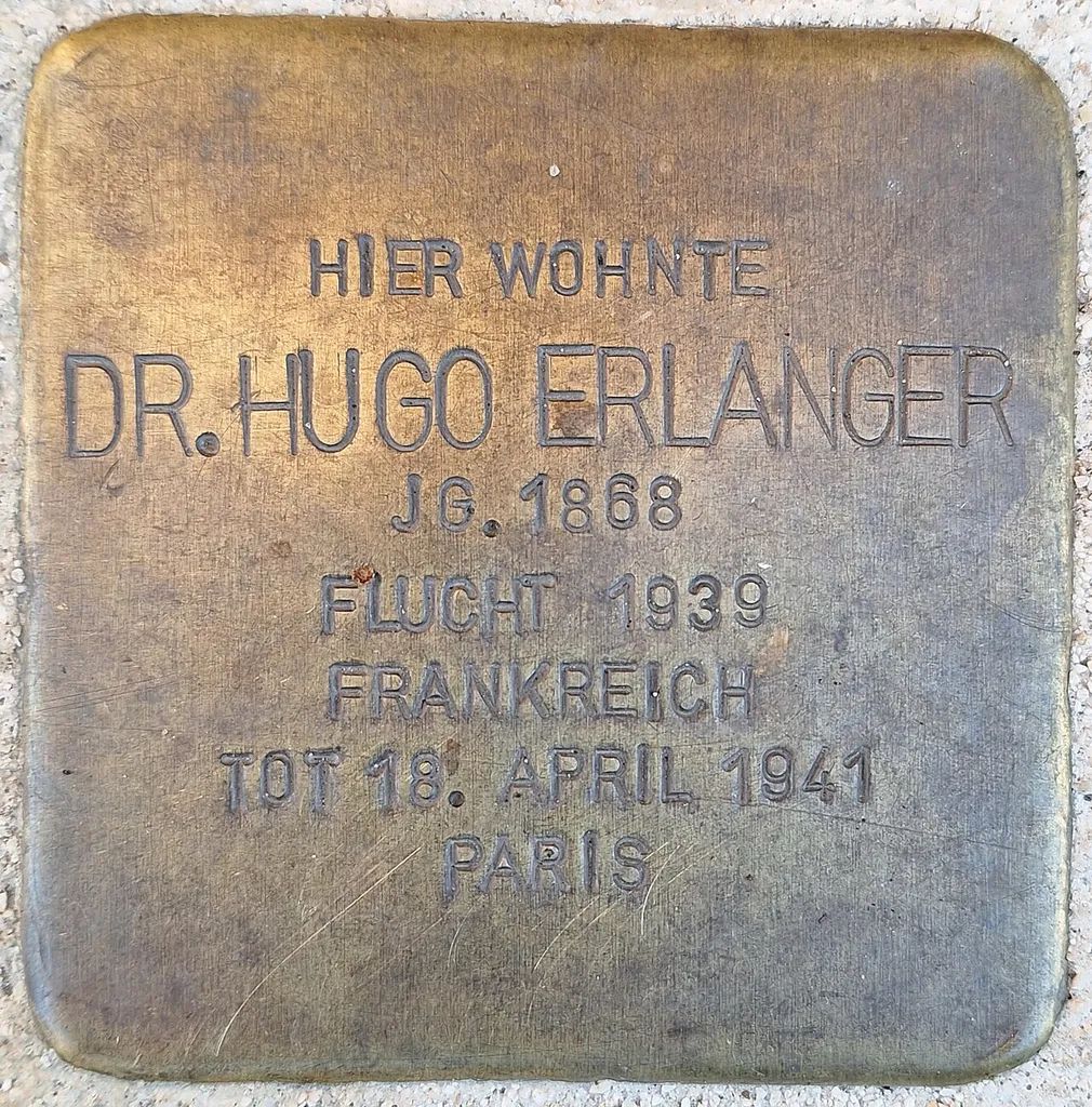 Stolperstein dedicated to Dr. Hugo Erlanger