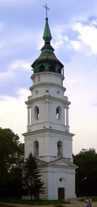 Bell tower near church of the Nativity of the Blessed Virgin Mary