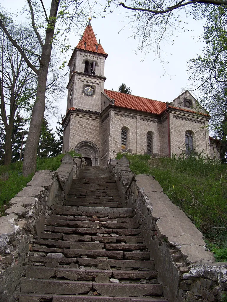 Rudná-Dušníky, Prague-West District, Central Bohemian Region, Czech Republic. Pod Homolí street, church of Saint George.