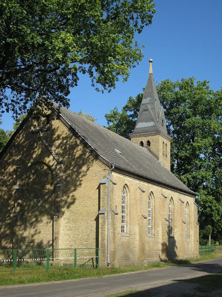 South-eastern view of Klandorf church, Schorfheide municipality, Barnim district, Brandenburg state, Germany