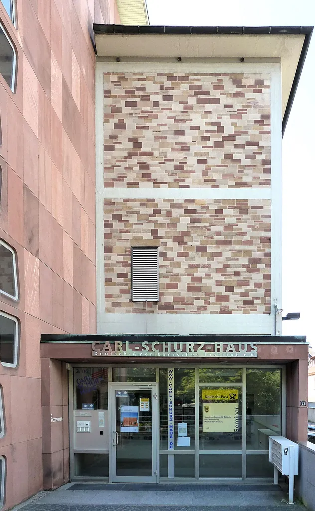 Entrance to the Carl-Schurz-Haus in Freiburg, Germany