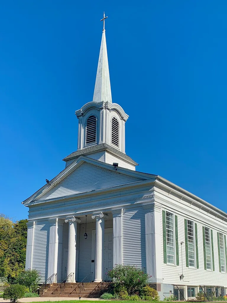 The Reformed Church in South Branch, New Jersey. Built 1850. Greek Revival style. Contributing property #9 of the South Branch Historic District.