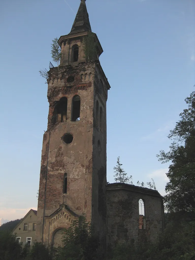 Lutheran church ruins in Unisław Śląski, Poland