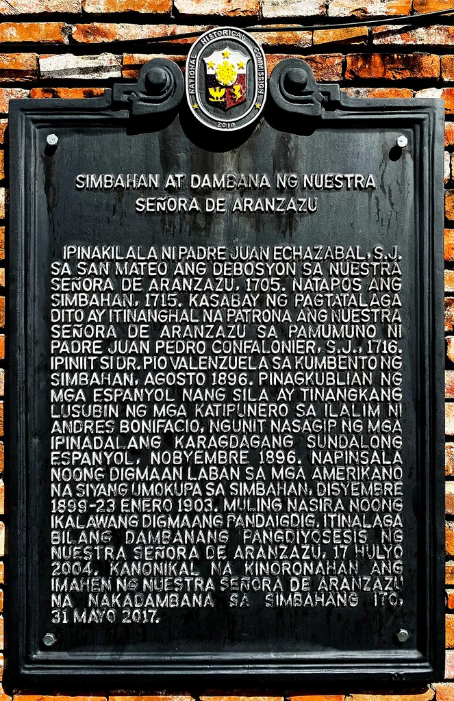 Simbahan at Dambana ng Nuestra Señora de Aranzazu NHCP Historical Marker