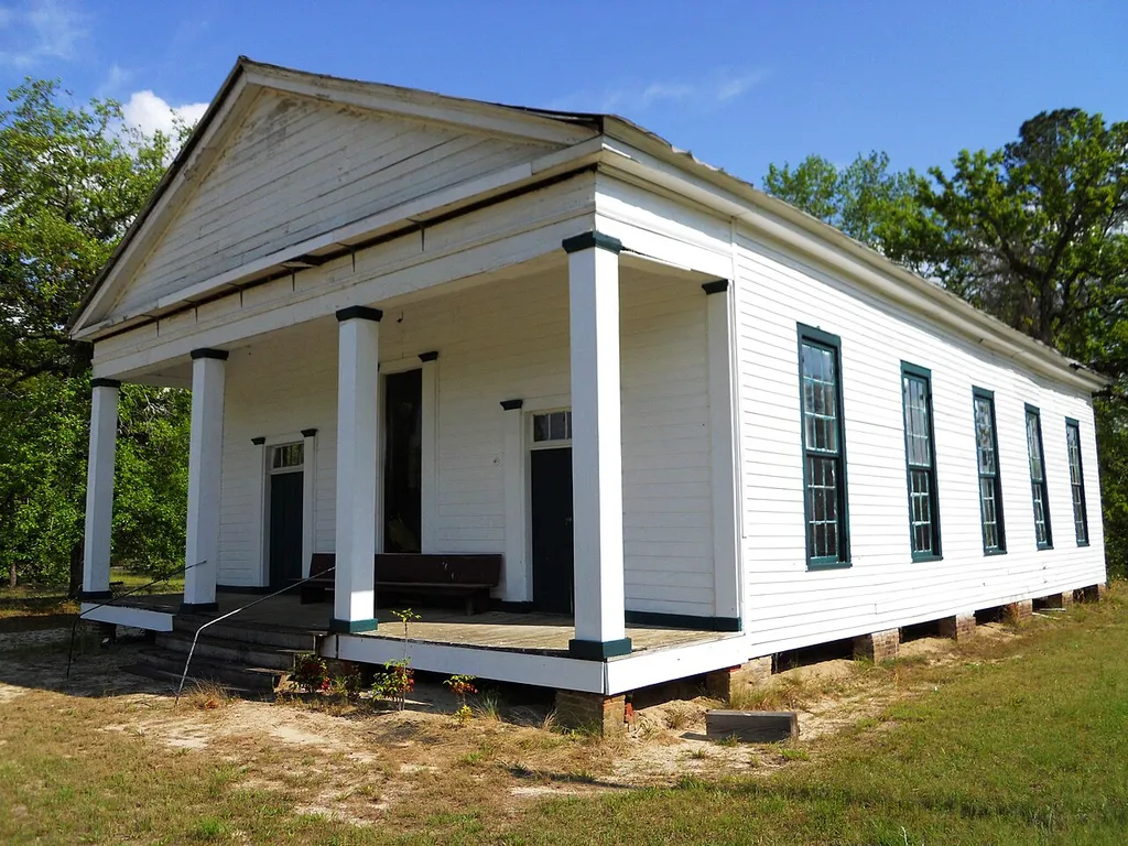 This is a photograph of Uchee Methodist Church located in Hatchechubbee, AL.