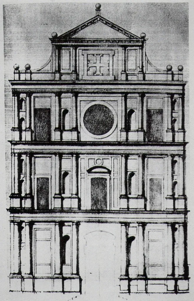 Rilievi della facciata della chiesa da parte di Luigi Cagnola, 1810 circa
