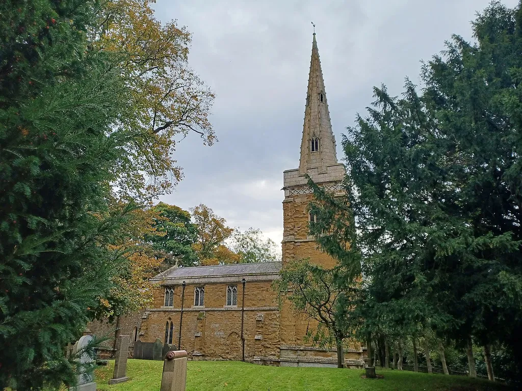 St. Peter's Church, Saxelbye, Leicestershire, England. 13th-15th century with mid-19th century restoration. Grade II* listed.