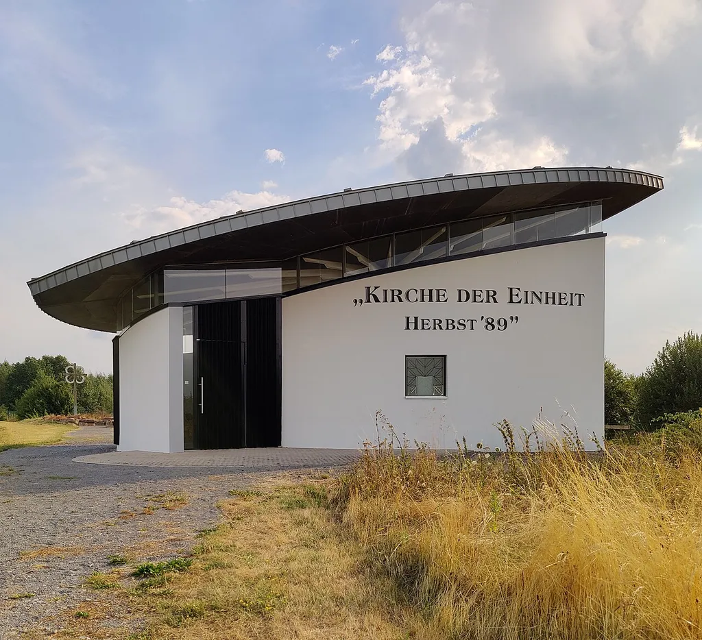 Autobahnkirche „Kirche der Einheit – Herbst '89“, A71, Rastplatz „Thüringer Tor“, Bibra, Gemeinde Grabfeld, Landkreis Schmalkalden-Meiningen, Thüringen, Deutschland