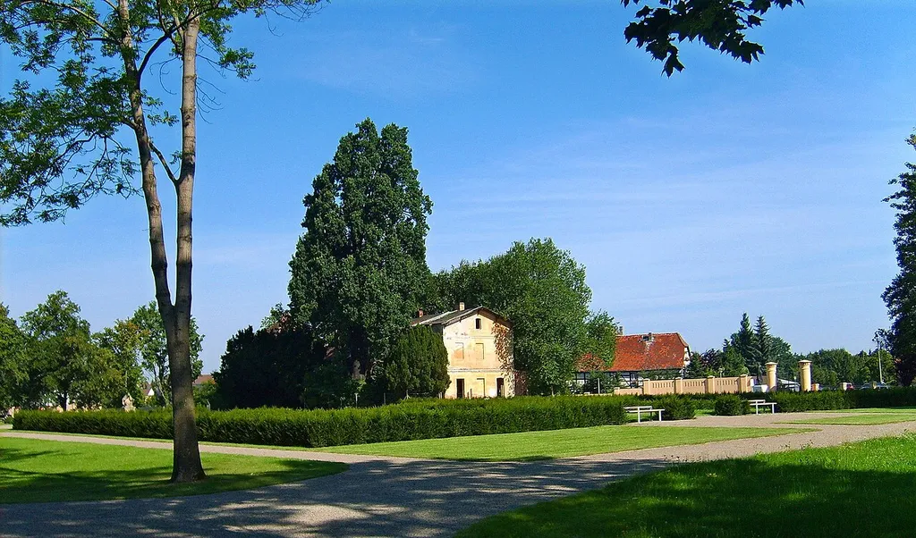 Einstiger Standort des Schlosses Mückenberg im Schlosspark Lauchhammer-West.