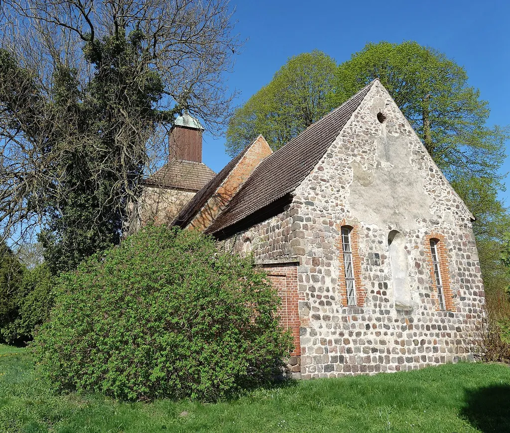East-south-eastern view of the church in Gersdorf , Falkenberg municipality, Märkisch-Oderland district, Brandenburg state, Germany