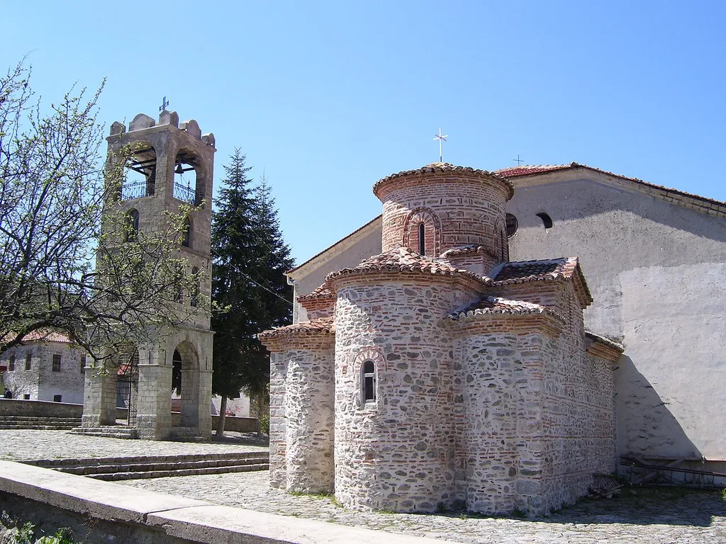 Medieval church of Saint Germanos in the village of Agios Germanos, Greece.