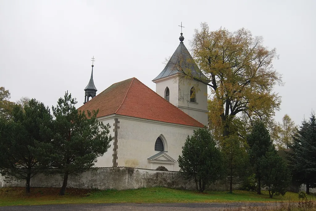 Church in Hodušín village, part of Opařany village in Tábor District, Czech Republic