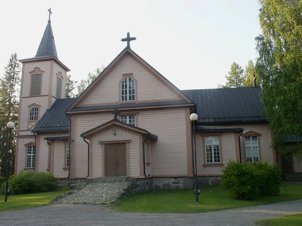Anttola Church in Mikkeli, Finland. The church was built in Juva in 1729, and moved to its present location in 1870.