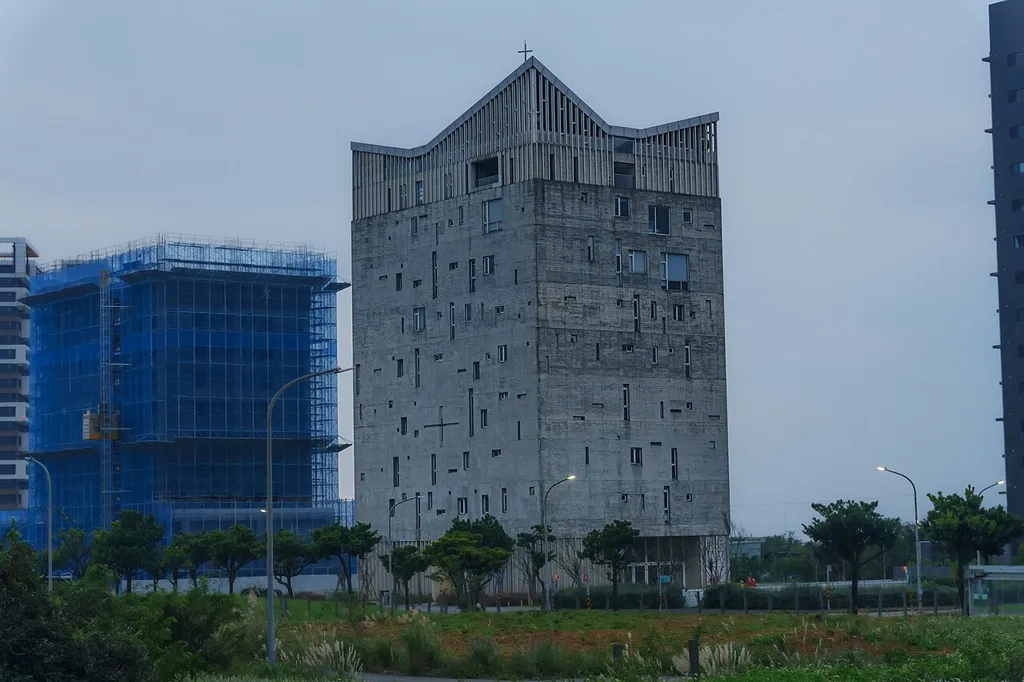 Tamkang Church Tamhai sanctuary , It's a Church of Fair-faced Concrete architecture at Danhai New Town in Tamsui Dist., New Taipei City