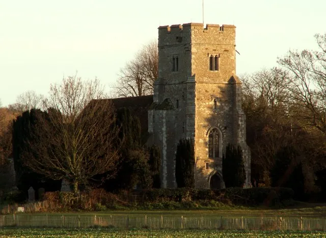 St. Mary the Virgin church, Little Baddow, Essex. This church has a 14th century tower but the rest of the church dates back to the Norman period.