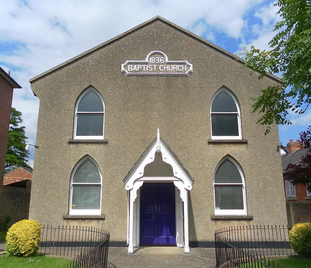 West Malling Free Church, Swan Street, West Malling, Borough of Tonbridge and Malling, Kent, England. An early 19th-century Baptist chapel in the centre of West Malling village. Listed at Grade II by English Heritage (NHLE Code 1291591)