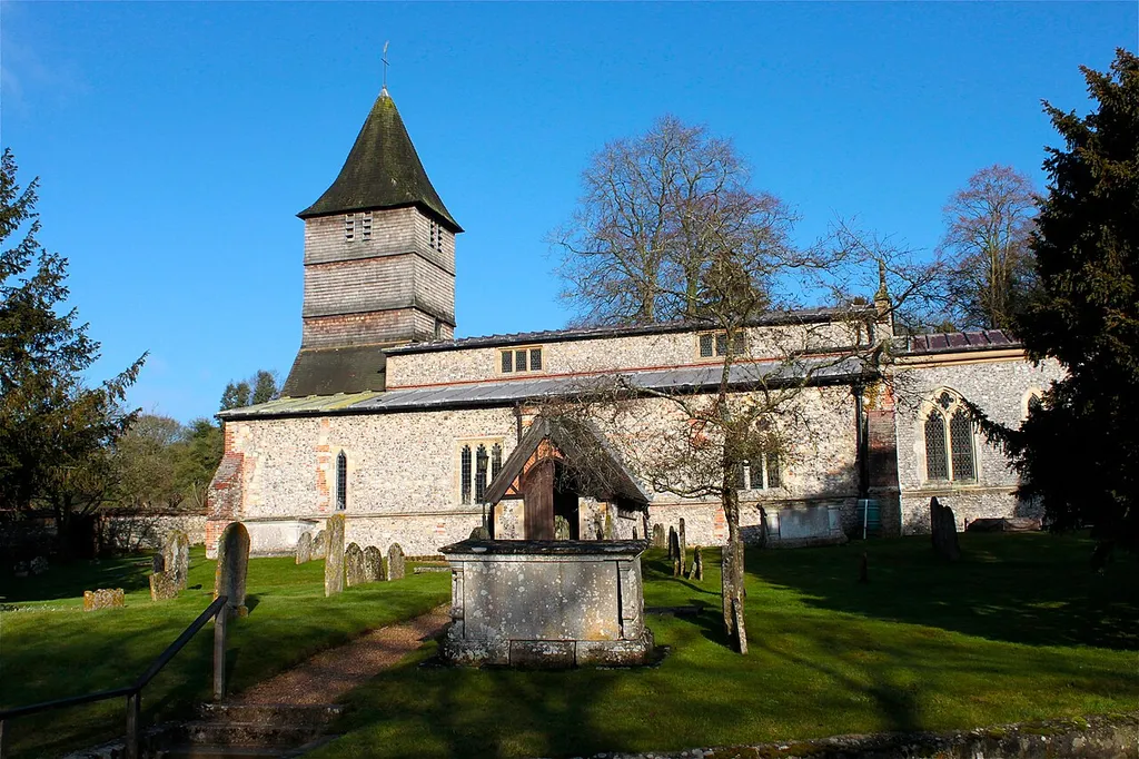 St Peter's Parish Church, Hurstbourne Tarrant, Hampshire, seen from the south