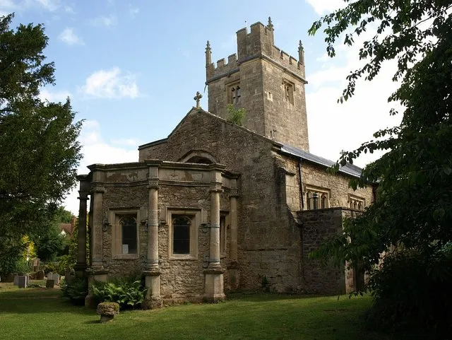 Church of England parish church of St Leonard, Sunningwell, Oxfordshire (formerly Berkshire). This view of 10179 from the west, shows the late 16th century polygonal Jewell porch, named after John Jewel, Bishop of Salisbury.