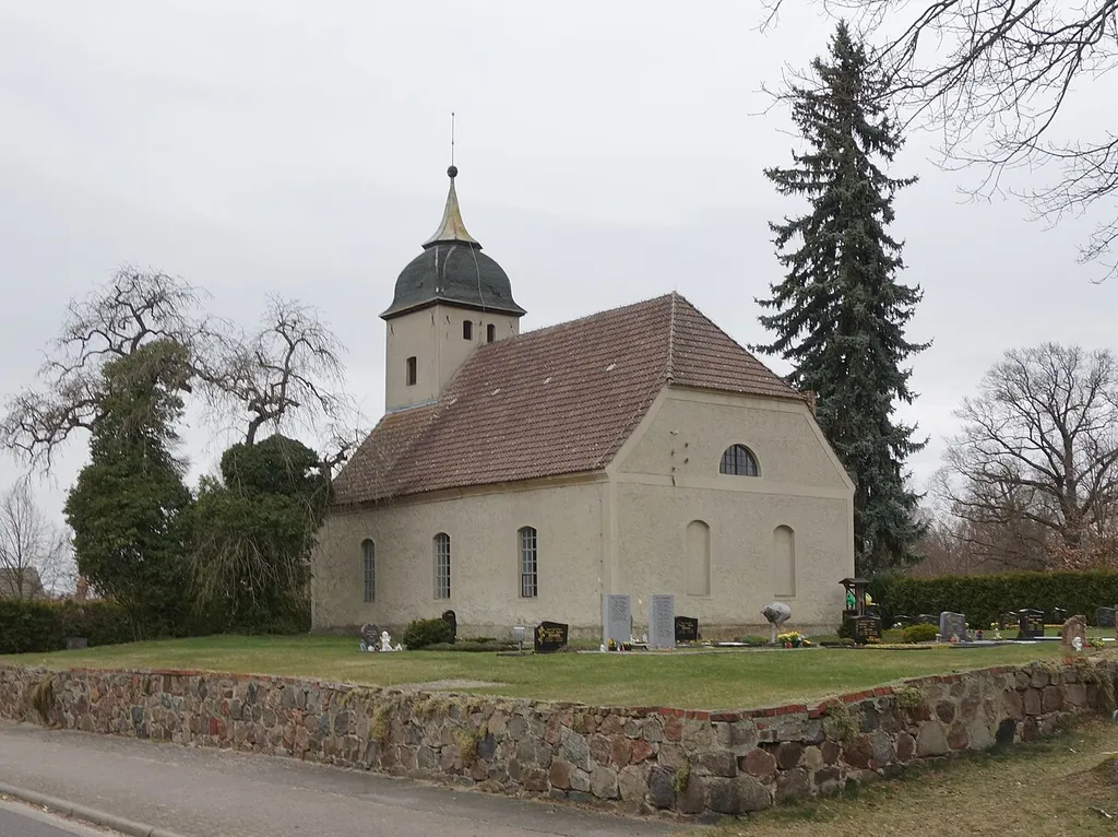 South-south-eastern view of the church in Sembten , Schenkendöbern municipality , Spree-Neiße district, Brandenburg state, Germany.