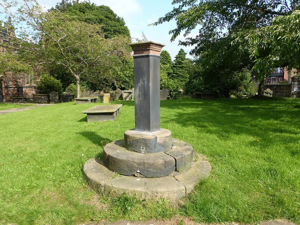 Sundial 9 metres south of south porch of St Lawrence's Church: Grade II listed building in Overton, Cheshire. .mw-parser-output .messagebox{margin:4px 0;width:auto;border-collapse:collapse;border:2px solid var(--border-color-progressive,#6485d1);background-color:var(--background-color-neutral-subtle,#fbfcff);color:var(--color-base,#202122);box-sizing:border-box;border-inline-start-width:8px}.mw-parser-output .messagebox.mbox-small{font-size:88%;line-height:1.25em}.mw-parser-output .mbox-warning,.mw-parser-output .mbox-speedy{border:2px solid var(--border-color-error,#b22222);background:var(--background-color-error-subtle,#ffdbdb);border-inline-start-width:8px}.mw-parser-output .mbox-serious,.mw-parser-output .mbox-delete,.mw-parser-output .mbox-stop{border:2px solid var(--border-color-error,#b22222);border-inline-start-width:8px}.mw-parser-output .mbox-issue,.mw-parser-output .mbox-content{border:2px solid #f28500;background:var(--background-color-warning-subtle,#ffe);border-inline-start-width:8px}.mw-parser-output .mbox-query,.mw-parser-output .mbox-style{border:2px solid #f4c430;background:var(--background-color-warning-subtle,#ffe);border-inline-start-width:8px}.mw-parser-output .mbox-shit{border:2px solid #960;border-inline-start-width:8px}.mw-parser-output .mbox-license{border:2px solid #88a;border-inline-start-width:initial}.mw-parser-output .mbox-legal{border:2px solid var(--border-color-notice,#666);background:var(--background-color-base,#fff);border-inline-start-width:8px}.mw-parser-output .mbox-honor{border:2px solid #ca3;background:var(--background-color-warning-subtle,#fcf4db);border-inline-start-width:8px}.mw-parser-output .mbox-growth{border:2px solid #8d4;background:var(--background-color-success-subtle,#d5fdf4);border-inline-start-width:8px}.mw-parser-output .mbox-move{border:2px solid #93c;border-inline-start-width:8px}.mw-parser-output .mbox-protection,.mw-parser-output .mbox-message{border:2px solid var(--border-color-base,#aaa);border-inline-star