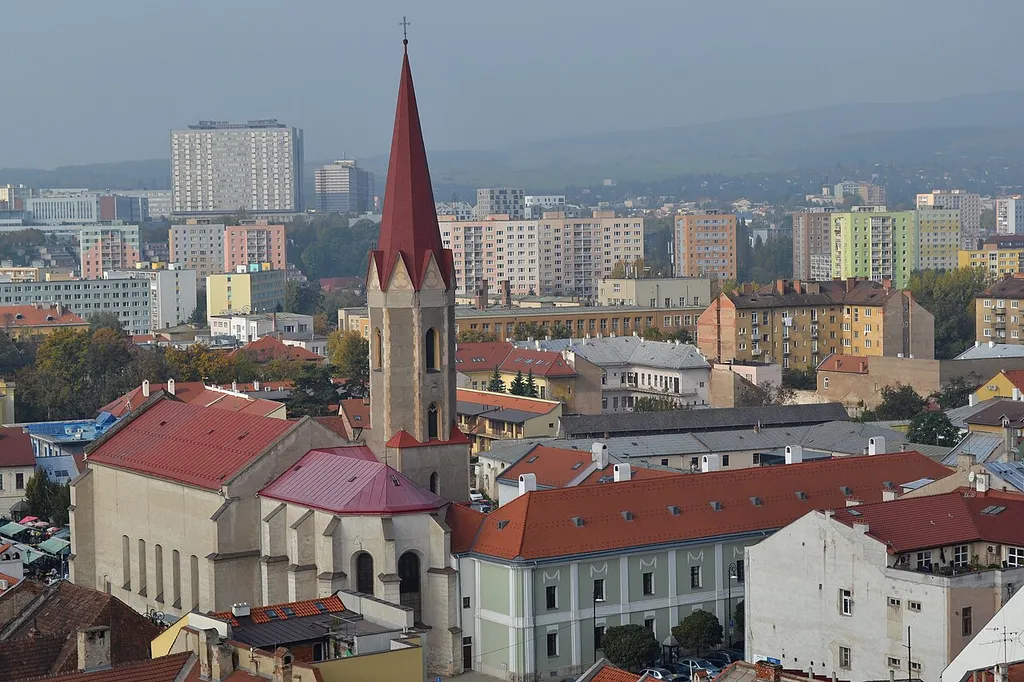 Košice, Kostol Nanebovzatia Panny Márie; celkový pohľad z veže Dómu svätej Alžbety