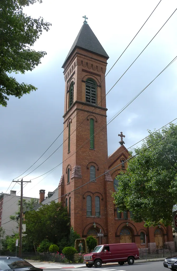 Looking northwest at St Jude's on a cloudy afternoon.