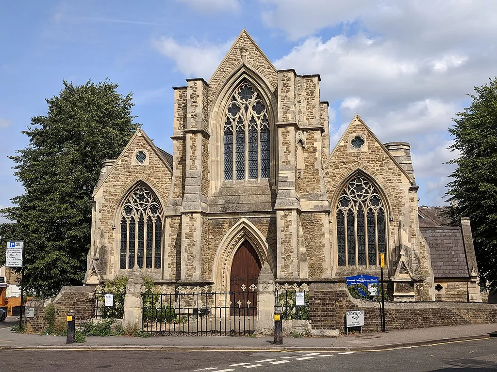 United Reformed Church in Wanstead, London. This building has an interesting history, it was originally a CofE church several miles away in St Pancras! When it was to be demolished to make way for the railway station, a congregationalist community purchased the materials and re-built it in Wanstead.