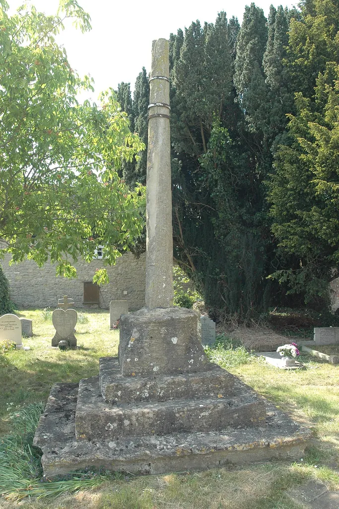 Stone cross outside the Church of England parish church of St Mary the Virgin, Charlton-on-Otmoor, Oxfordshire