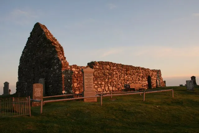 Trumpan Church Trumpan Church under a setting sun. Scene of a massacre of the MacLeods by the MacDonalds of Uist in 1758. Has an atmosphere of its own.