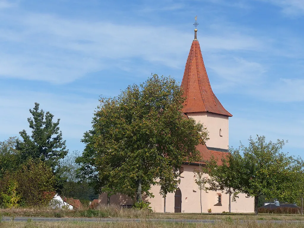 The church of the village Poppendorf, a district of the municipality of Heroldsbach.