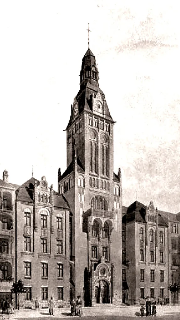 eingescannter Entwurf der 1908-1909 erbauten Martin-Luther-Kirche in Berlin-Neukölln, Fuldastraße 50