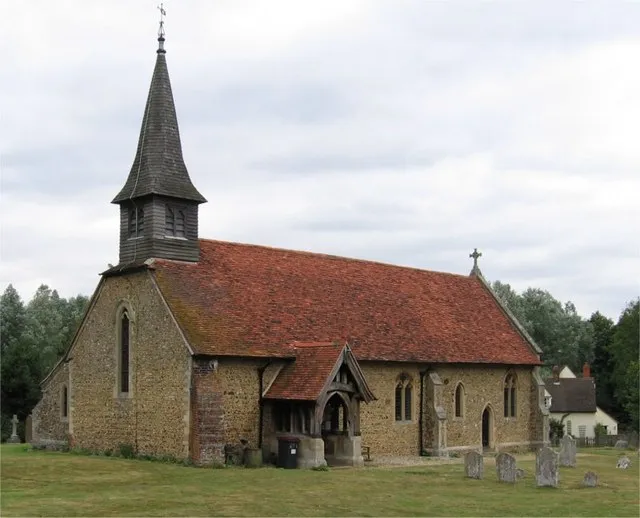 St. John the Evangelist Church, Little Leighs, Essex. For more information on St. Johns, see here: http://www.churchesattheleighsandlittlewaltham.co.nr/ For another view of this Church by Roberts Edwards: 126684 For a view of St. Mary the Virgin Church, Great Leighs: 1368883