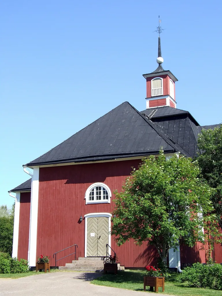 The wooden church of Vihanti, Finland. The church was built and designed by Simon Silvén and completeted in 1784