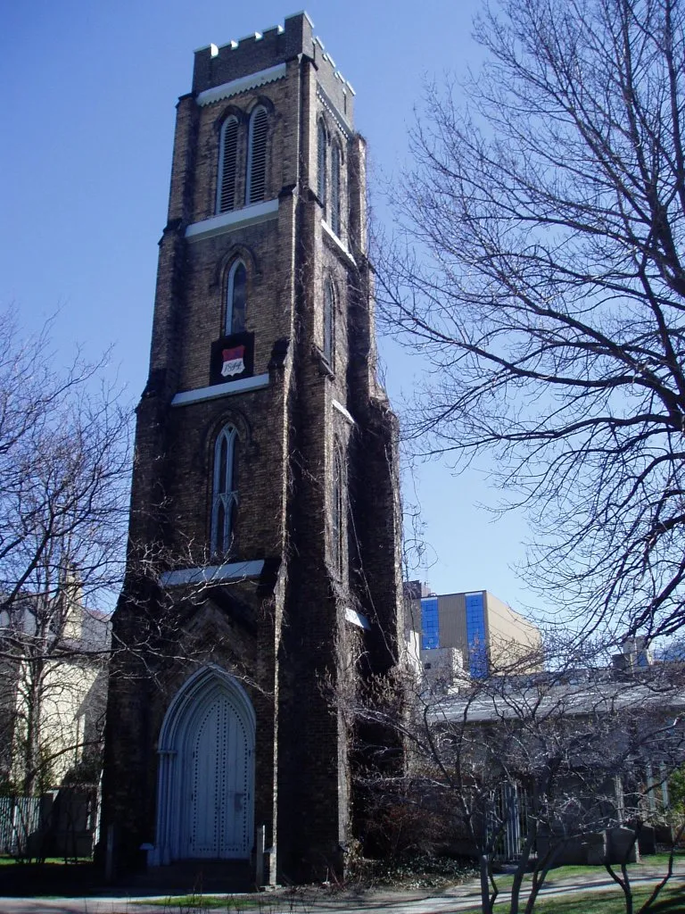 The remains of St George's church (Anglican), burned in a fire about 1900 I think.