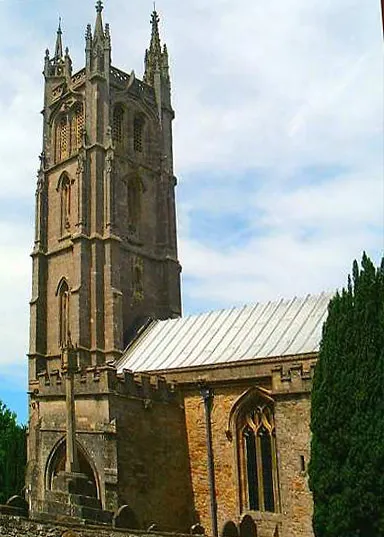 West tower and south porch of St Andrew's parish church, Church Lane, Backwell, North Somerset, seen from the southeast