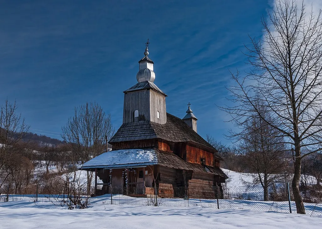 Wooden St. Basil Church, Sil, Velykyi Bereznyi Raion, Ukraine, national architectural monument.
