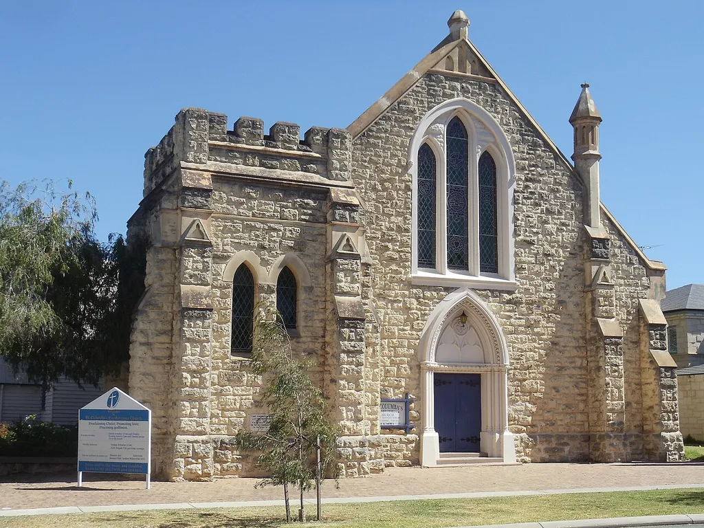Front of St Columba's Presbyterian Church, Peppermint Grove, Western Australia.